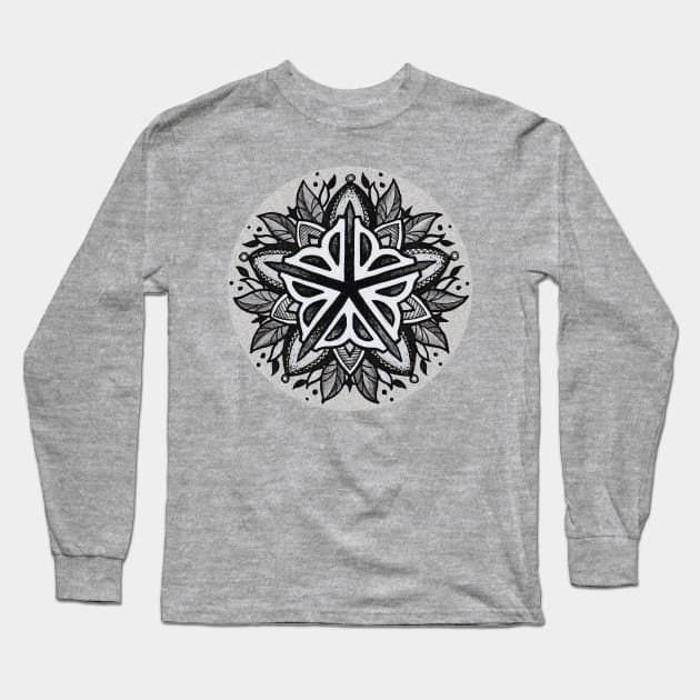 Rochester Mandala (grey tones) Long Sleeve T-Shirt by justteejay